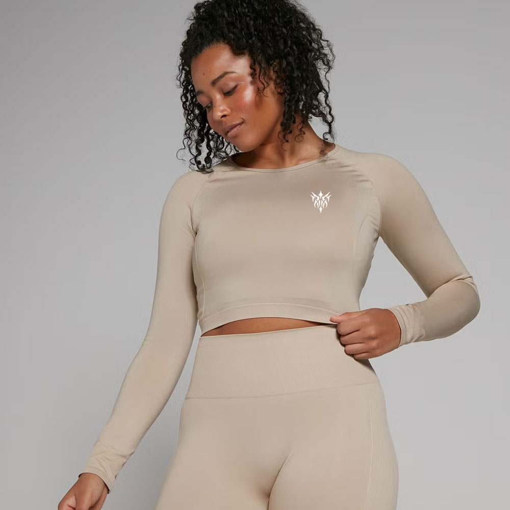 Seamless Long Sleeve Crop Top – Sandstone