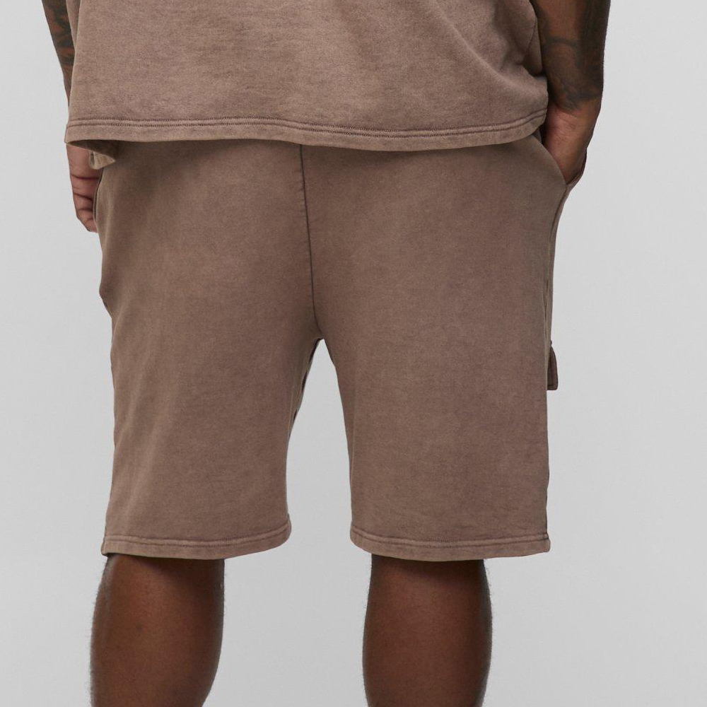 Plus Loose Fit Cargo Acid Wash Jersey Shorts