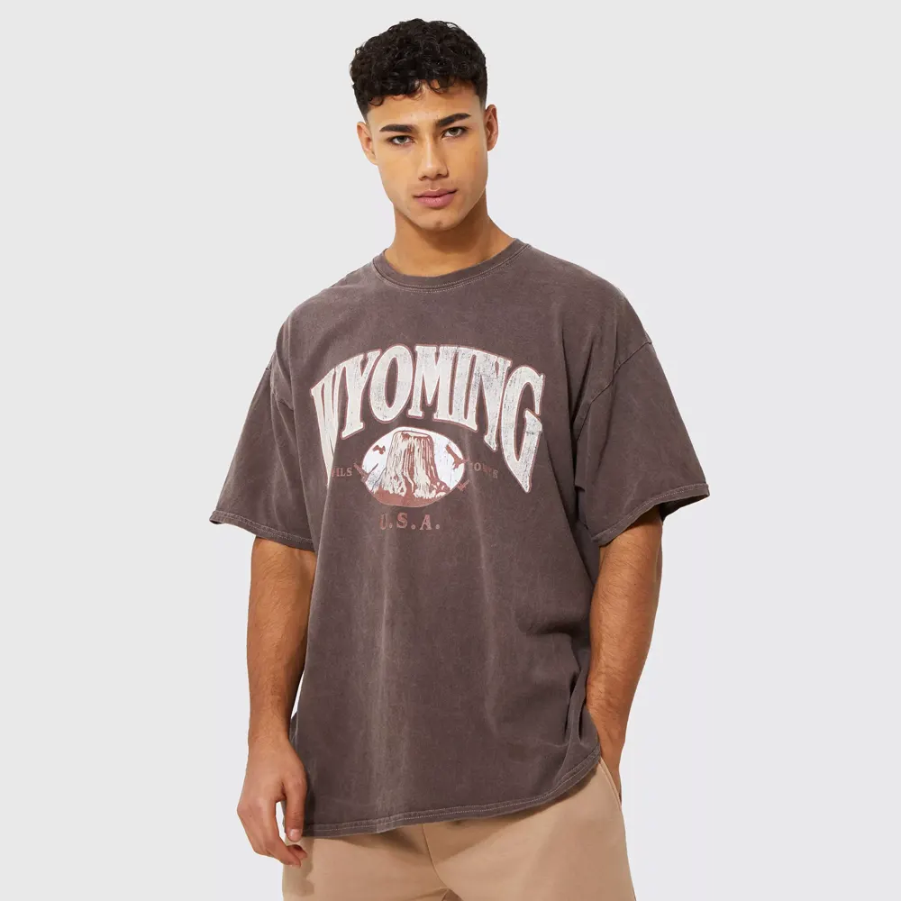 Oversized Washed Wyoming Print T-shirt